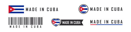 Made in Cuba logo or labels. Cuba product emblems. vector illustrationのイラスト素材