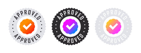 Approval checkmark. confirmation badges. Verification checkbox icons. vector illustrationのイラスト素材