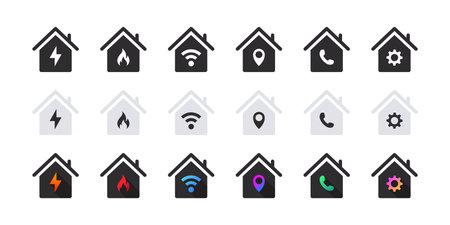 smart home icons. home icon set. real estate. Housing icons with different signs. vector illustrationのイラスト素材