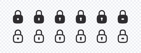 Icons of locks. A set of locks with different wells. Vector imagesのイラスト素材