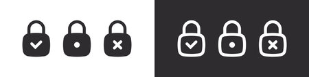 Lock icons. security symbol locks. Lock icons with a check mark. Vector imagesのイラスト素材