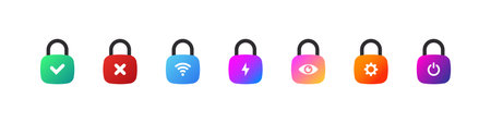 Lock icons. Lock icons with different functional icons. Vector imagesのイラスト素材