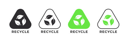 recycling symbol. Set of flat eco icons. vector illustrationのイラスト素材