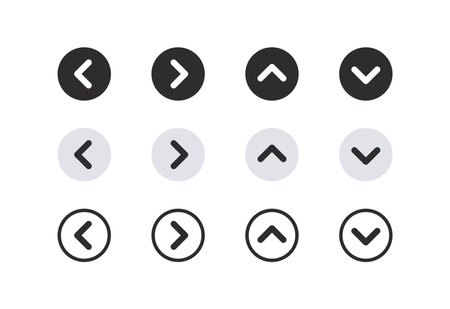 Arrow icons. Scroll arrows. Swipe signs. Modern arrow icons. vector illustrationのイラスト素材