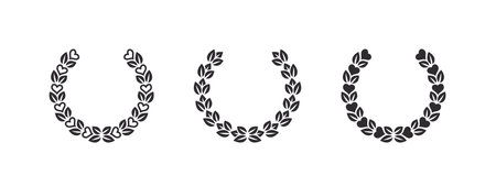 Wreath branches. Circular wreath foliate. Wreath victory icons. vector illustrationのイラスト素材