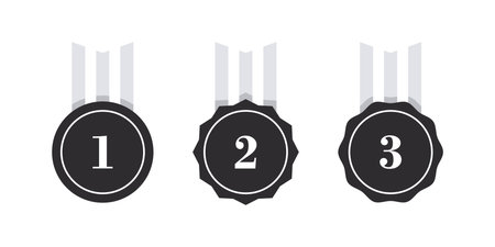 Prize place labels. Award badge set. Award icons. medal icons. vector illustrationのイラスト素材