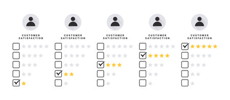 customer feedback. rating review. customer service stars. customer review. vector illustrationのイラスト素材