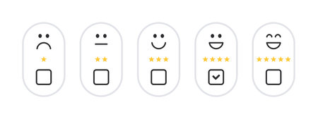 Customer Reviews Emoticons. Customer Opinions. satisfaction and customer service. Vector imagesのイラスト素材