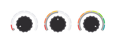 Adjustment Handle. Knob, rotary dials with round scale and round controller. vector illustrationのイラスト素材