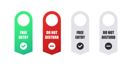 Door hanger signs. Do not disturb, conceptual of hotel room door hanger. vector scalable graphicsのイラスト素材