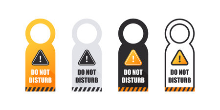 door markers. Door hanger signs. door tags. Do not disturb signs of hotel room. vector scalable graphicsのイラスト素材