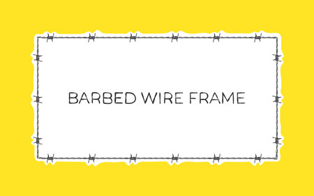 Barbed wire frame. Razor wire. concept background. vector scalable graphicsのイラスト素材