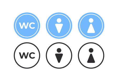 Round restroom icons. water closet. bathroom signs. vector scalable graphicsのイラスト素材