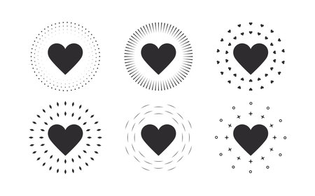 heart icons. Hearts with different effects. Hearts of various shapes. vector scalable graphicsのイラスト素材