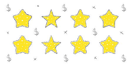 Doodle stars images. Hand-drawn stars with texture. vector scalable graphicsのイラスト素材