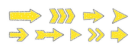 Doodle arrows. Hand-drawn arrows with different textures. vector scalable graphicsのイラスト素材
