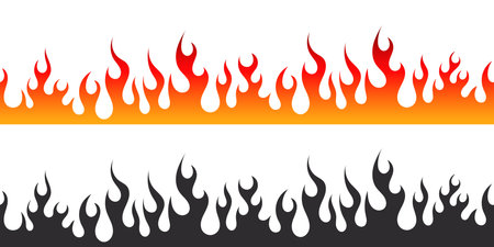 fire flames. Painted flames. cartoon campfire. Black and red fiery flames. vector scalable graphicsのイラスト素材