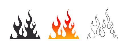 fire flames. fire flame elements. Black and red fiery flames. vector scalable graphicsのイラスト素材