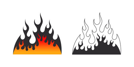 fireflame. fire and flames. Black and red fiery flames. vector scalable graphicsのイラスト素材