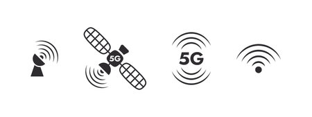 satellite icons. 5G Satellite Internet. 5G network. wireless connectivity. vector scalable graphicsのイラスト素材