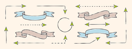 Ribbons and arrows icons for design. Casual doodles icons and objects. vector scalable graphicsのイラスト素材