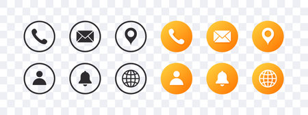 Contact us black and yellow icons. Website or UI icons. vector scalable graphicsのイラスト素材