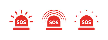 SOS emergency icons set. Flash SOS icon. vector scalable graphicsのイラスト素材