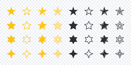 Star icons set. Yellow and black star icons. vector scalable graphicsのイラスト素材