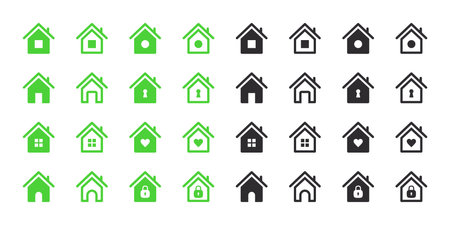 house icon set. Green and black house icons. vector scalable graphicsのイラスト素材
