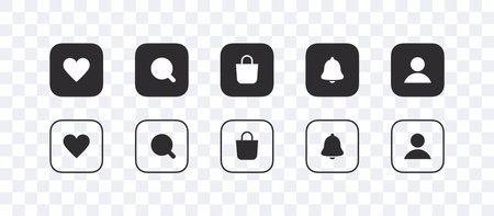 Web or UI UX icon set. Search, cart and notification icons. vector scalable graphicsのイラスト素材