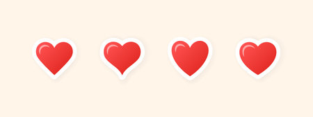 Red heart icons. Red heart shape stickers. vector scalable graphicsのイラスト素材