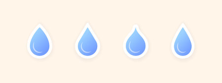 Liquid drops icons. Water drop shape stickers. vector scalable graphicsのイラスト素材