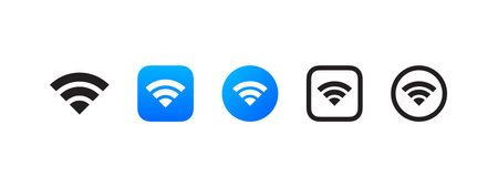 WiFi icons set. Mobile icons UI, UX design. WiFi bar icons. vector scalable graphicsのイラスト素材