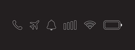 phone icon set. Mobile icons UI, UX design. status bar icons. vector scalable graphicsのイラスト素材