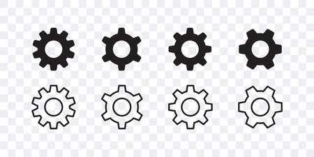 Setting gear icons. Gear signs flat and linear. vector scalable graphicsのイラスト素材