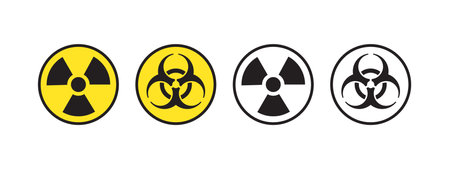 Round radiation and biohazard icons. radiation signs. warning sign. vector scalable graphicsのイラスト素材