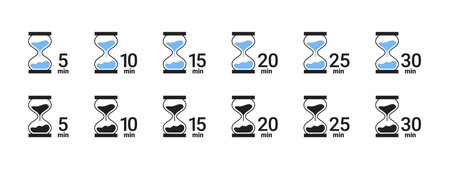 Hourglass timer. Cooking time icons. label cooking time. vector scalable graphicsのイラスト素材