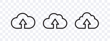 cloud storage icons. Linear clouds. Functional icons for interfaces. vector scalable graphicsのイラスト素材