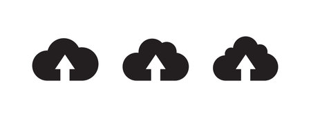 cloud storage icons. black clouds. Functional icons for interfaces. vector scalable graphicsのイラスト素材