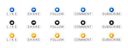 Social network sign set. Like, comment, share, icons. vector scalable graphicsのイラスト素材