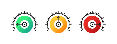 Risk concept on speedometer. Risk Gauge Scale. performance indicators. vector scalable graphics