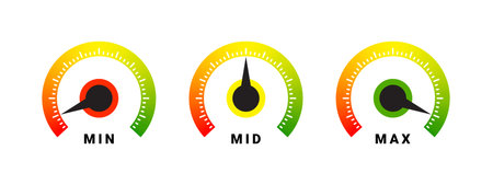 Risk Gauge Scale. performance indicators. dashboard sign. vector scalable graphicsのイラスト素材