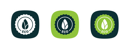 ECO product stamps. Natural and organic products. Vector scalable graphicsのイラスト素材