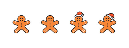 Gingerbread icons. Winter holiday badges. Gingerbread different icons. Vector scalable graphicsのイラスト素材
