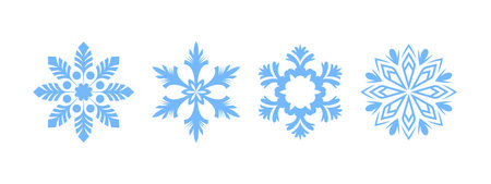 Snowflakes icons. Snowflakes badges. Snowflake different icons. Vector scalable graphicsのイラスト素材