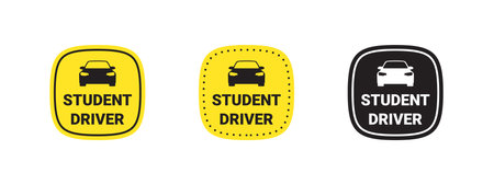 Student driver icons. Student driver badges. Caution sign. Vector scalable graphicsのイラスト素材