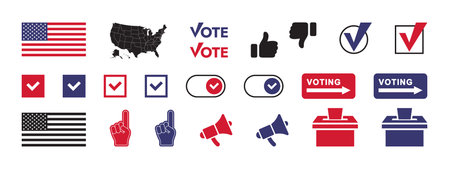 Election and voting icon set. Voting in election. Vector scalable graphicsのイラスト素材