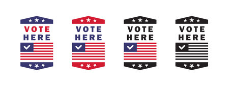 Vote here. Election and voting USA. Voting in election. Vector scalable graphicsのイラスト素材