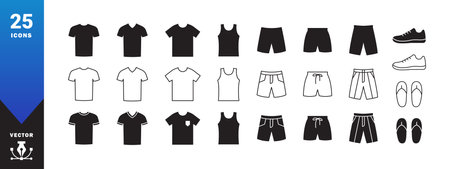 Clothes icons set. T-shirt icons. Menswear icons. Vector scalable graphicsのイラスト素材