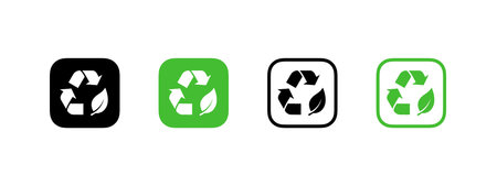 Biodegradable or recycle. Ecological succession icons. Icons of reusable plastic bio packaging. Vector iconsのイラスト素材